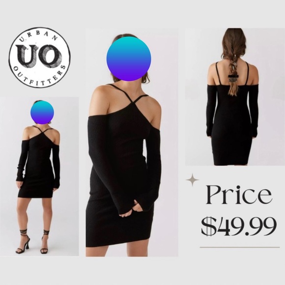 Ribbed UO mini dress with long sleeves and an off-the-shoulder silhouette. - Picture 4 of 4
